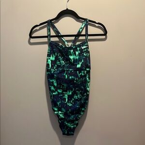 Nike Blue and Green Women's One Piece Swimsuit